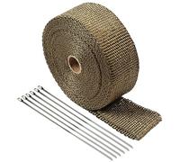 TIHOOK Cinta de protección térmica de fibra de basalto, 10 m x 5 cm, cinta de escape de titanio con 6 bridas de acero inoxidable, cinta térmica para colectores de abanicos de coche y motocicleta