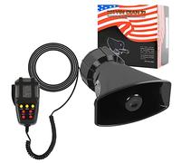 TIHOOK Sirena 12V, bocinas de sonido de 7 tonos, altavoz de sirena de automóvil, trompeta de alarma de amplificador de emergencia, sistema de altavoz, bocina 12v, megáfono con sirena y micrófono