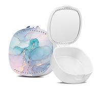 TIHYWR Funda de retención, funda protectora bucal, funda para prótesis, funda de alineador ortodóntico con espejo y agujeros de ventilación, funda protectora nocturna, mármol azul