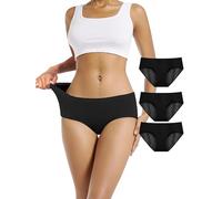 TIICHOO Bragas Menstruales Flujo Abundante Hipster Respirable Braguitas Menstruales Mujer Absorbente Pack de 3 (XL, Negro de 3)
