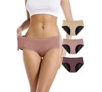 TIICHOO Braguitas Menstruales Mujer Flujo Abundante Cómodo Periodo Mentruación Pack de 3 (L, Marrón/Oro Rosa/Beige)