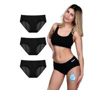 TIICHOO Braguitas Menstruales Mujer Flujo Abundante Cómodo Ropa Interior para Regla Periodo Mentruación Pack de 3(XL, 3 Negro)