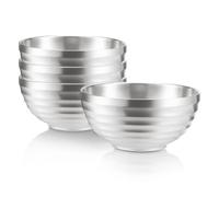 TIICOO 4 cuencos de acero inoxidable 18/8 cuencos de fideos de doble capa, cuencos de ensaladas de cuencos de arroz, cuencos metálicos para aperitivos de cereales de frutas (Plata)