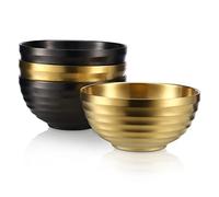 TIICOO 4 cuencos de acero inoxidable 18/8 de 17 onzas, de doble capa, aislados, para sopa, fideos, arroz, ensalada, cuencos de metal para frutas, cereales, aperitivos, aperitivos, aptos para