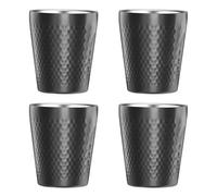 TIICOO Vasos de acero inoxidable, 4 paquetes de 300 ml, apilables, de doble pared, aislados, de metal, inastillables, chapados en titanio, superficie texturizada de diamante, resistente al calor,