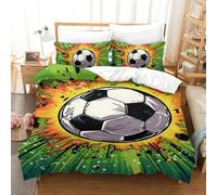 TIICZAAKL Impresas En 3D Fútbol Juego De Sábanas Microfibra Suave Funda Nórdica Fundas De Almohada 3 Piezas Cremallera Oculta Single(140x200cm)