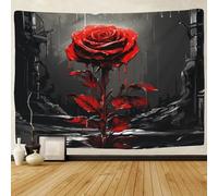 TIICZAAKL Rosa Roja Tapiz Para Pared Tapices Colgar De Pared Flores románticas Impresión 3D Paño De Pared Artee De Pared Decoración Para Salon Dormitorio Sala De Estar Toalla De Playa 70cmx100cm