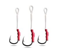 Tiiiopkvvv 50 anzuelos de pesca de acero inoxidable con línea de anzuelos lentos para atar moscas de metal, anzuelos de ayuda para anzuelos circulares (color: 7/0) (1/0)