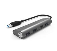 Tiiiopkvvv Adaptador multifunción de aleación de aluminio USB 3.0 de 4 puertos para portátil