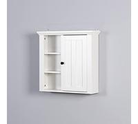 Tiiiopkvvv Armario de almacenamiento de pared con puerta de granero individual y 3 compartimentos abiertos, moderno armario flotante de madera para baño, 20.85 x 5.71 x 20 pulgadas (blanco)