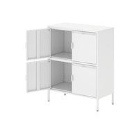 Tiiiopkvvv Armario de almacenamiento funcional de metal de 4 puertas con 2 estantes de altura ajustable y patas antideslizantes para el hogar, oficina, escuela, garaje, 40 pulgadas de alto x 31.5