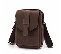 Tiiiopkvvv Bolso de hombro multifunción de cuero para hombre, bolsa de viaje de 7 pulgadas, riñonera con cinturón (color: A, tamaño: 20 x 4 x 13 cm), a, 20cmx4cmx13cm