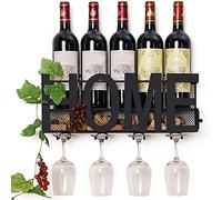 Tiiiopkvvv Botellero de estilo europeo retro de hierro forjado para colgar en la pared, sala de estar, restaurante, bar, mostrador, bar, gabinete de vino, soporte creativo para botellas de vino
