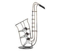 Tiiiopkvvv Botellero de hierro con forma de saxofón para vino, artesanía, creativo, para el hogar, oficina, manualidades, adorno, soporte para botellas de vino