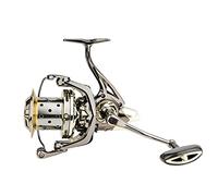 Tiiiopkvvv Carrete de pesca con asas intercambiables, rodamientos de acero inoxidable, ruedas de metal, adecuadas para principiantes y entusiastas de la pesca (color: dorado) serie 8000