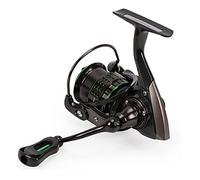 Tiiiopkvvv Carrete de pesca con mango intercambiable, rodamiento de acero inoxidable, brazo basculante plegable, adecuado para principiantes y entusiastas de la pesca (color: negro)