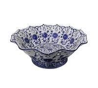 Tiiiopkvvv Cesta de frutas y verduras para encimera, cuenco de cerámica con diseño hueco, plato de frutas creativo para el hogar, cesta de frutas, cuenco de aperitivos, bandeja de almacenamiento de