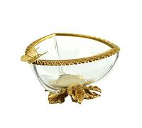 Tiiiopkvvv Cesta de frutas y verduras para encimera, cuenco de cristal para frutas, nuevo estilo chino, hecho a mano, de cobre, para decoración del hogar, sala de estar, plato de frutas transparente