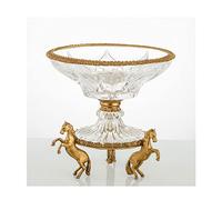 Tiiiopkvvv Cesta de frutas y verduras para encimera, cuenco de frutas moderno para el hogar, plato de frutas de vidrio transparente, retro, creativo, decoración de caballo dorado, base de caramelos