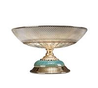Tiiiopkvvv Cesta de frutas y verduras para encimera, cuenco moderno de cristal, decoración del hogar, sala de estar, plato de caramelo, base de metal de cerámica creativa, centro de mesa
