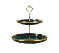 Tiiiopkvvv Cesta de frutas y verduras para encimera, plato moderno de cerámica, plato de frutas de doble capa, estante de almacenamiento de aperitivos, postres, comedor, sala de estar, mesa de centro