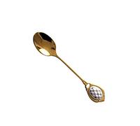 Tiiiopkvvv Cuchara de café vintage de acero inoxidable chapado en oro, cuchara agitadora, cuchara de postre, té de la tarde, cuchara pequeña, cuchara de sopa (tamaño: paquete de 6)