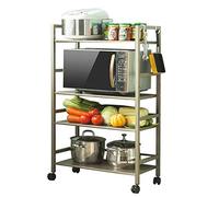 Tiiiopkvvv Estante de cocina para cocina, estante de almacenamiento para el hogar, estantes de metal de cuatro capas, estante de almacenamiento de cocina, estante de horno microondas, estante de