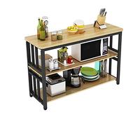 Tiiiopkvvv Estante de cocina rectangular de 3 capas, mesa de comedor, microondas, estante de almacenamiento para sala de estar, estante de cubiertos