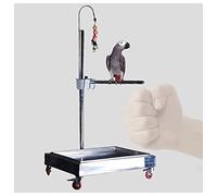 Tiiiopkvvv Estante de lujo de acero inoxidable para loros de siete formas elevable, soporte grande y mediano para loros con freno, estante para pájaros, suministros para pájaros, jaula para pájaros