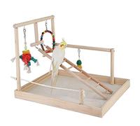 Tiiiopkvvv Estante de madera para loros de entrenamiento para pájaros, estornino Xuanfeng, jaula para pájaros con escalera de juguete, lugar de entretenimiento, perchas para pájaros (latón)