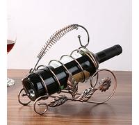 Tiiiopkvvv Estante de vino de metal de hierro forjado, estante para botellas de vino, estante de cobre antiguo, estante de alambre de hierro, adorno para botellas de vino