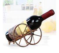 Tiiiopkvvv Estante de vino individual para botellas de vino, creativo, sala de estar, decoración de gabinete de vino, soporte para botellas de vino de hierro forjado (latón)