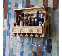 Tiiiopkvvv Estante de vino vintage americano de madera maciza soporte para copas de vino creativo bar decoración de pared del hogar y estante de almacenamiento fácil de instalar (Color: B Tamaño