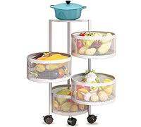 Tiiiopkvvv Estante giratorio de 360° para suelo redondo con ruedas, estante giratorio para verduras de cocina (tamaño: 5 niveles) (4 niveles)
