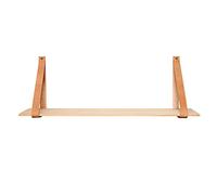 Tiiiopkvvv Estantería flotante decorativa de pared en estilo retro simple de madera maciza con cinturón de cuero, estantería laminada multifunción