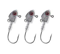 Tiiiopkvvv Gancho de pesca 3 piezas/4 piezas anzuelos de pesca 7g 10g 14g 20g 28g cabeza de pescado anzuelo de púas 3D ojos salados lubina perca pesca aparejos de pesca gancho circular (Color: 3