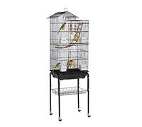 Tiiiopkvvv Hogar 4 ruedas de alambre para jaula de pájaros, para interiores y exteriores, alambre de púas grande con tragaluces, jaula de loro, perchas para pájaros