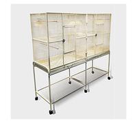 Tiiiopkvvv Jaula apilable dividida de hierro para pájaros con soporte rodante para canarios, cacatúas, tortolitos, pinzones, periquitos, loros pequeños, percas para pájaros