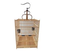 Tiiiopkvvv Jaula grande para pájaros colgante para interiores y exteriores, cuadrada, hecha a mano, estilo chino, jaula de pajarera para mascotas, accesorios para pájaros (32 x 32 x 44 cm)