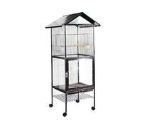 Tiiiopkvvv Jaula para loros, jaula de cría grande de metal de lujo, jaula grande para exteriores, jaula de acrílico utilizada para la cría de aves en grupo, perchas para pájaros grandes (negro)