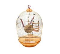 Tiiiopkvvv Jaula para loros redonda de lujo de metal dorado para pájaros, casas para pájaros, perchas para pájaros (tamaño: pequeño) ()