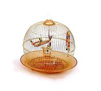 Tiiiopkvvv Jaula para loros redonda de lujo de metal dorado para pájaros, casas para pájaros, perchas para pájaros (tamaño: pequeño) ()