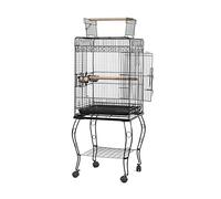 Tiiiopkvvv Jaula para loros y periquitos canarios de 57 pulgadas con perchas de madera, 2 varillas de estación y 2 tazas de acero inoxidable para alimentos
