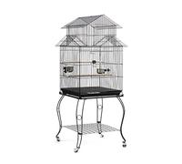 Tiiiopkvvv Jaula para pájaros, accesorios para exteriores, jaula grande para cacatúas, canarios, loros, guacamayos, con 4 ruedas, perchas para pájaros (59 x 59 x 139,5 cm)