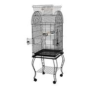 Tiiiopkvvv Jaula para pájaros de 59 x 59 x 150 cm, para jardín, interior, loro, jaula de hierro forjado con 4 ruedas