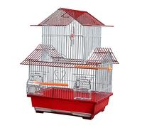 Tiiiopkvvv Jaula para pájaros, jaula de loro de piel de tigre, jaulas para pájaros para cultivo de hierro de loros, jaula grande para pájaros (color: taza) (rojo)
