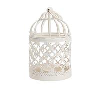 Tiiiopkvvv Jaula redonda de metal para colgar en la pared, para pájaros pequeños, decoración interior y exterior, perchas blancas para pájaros