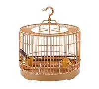 Tiiiopkvvv Jaula redonda para pájaros con comedero de plástico, jaula para pájaros pequeños, 30 cm de diámetro, jaula clásica retro con gancho para pájaros