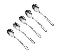 Tiiiopkvvv Juego de 5 cucharas de helado - Cucharas de postre de acero inoxidable 304, cucharas de café agitadoras creativas y exquisitas cucharas pequeñas de 6.0 pulgadas (Color: B) (B)