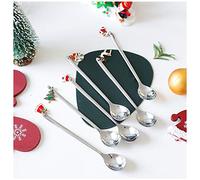 Tiiiopkvvv Juego de 6 cucharas de acero inoxidable para mezclar café, cuchara de sandía, cuchara de postre, cuchara de helado, cuchara de sopa (color: plata) (plata)